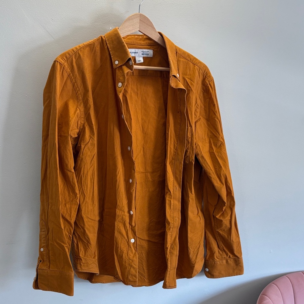 Old Navy Men's Casual Button Down Shirt - Orange